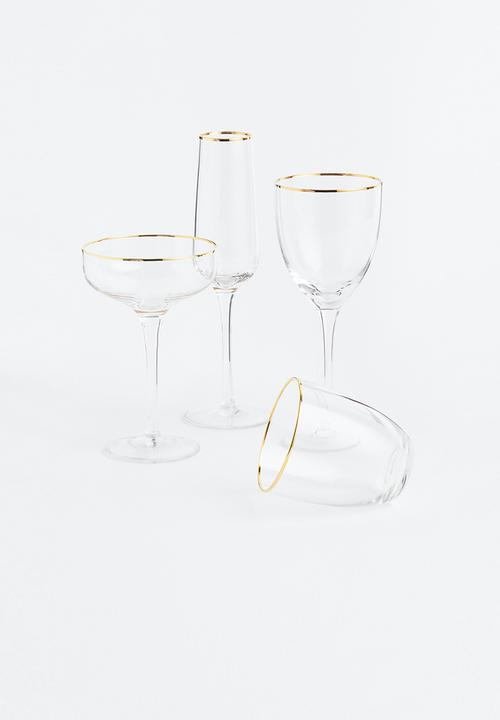 H&M - Glass with gold-coloured rim - clear glass