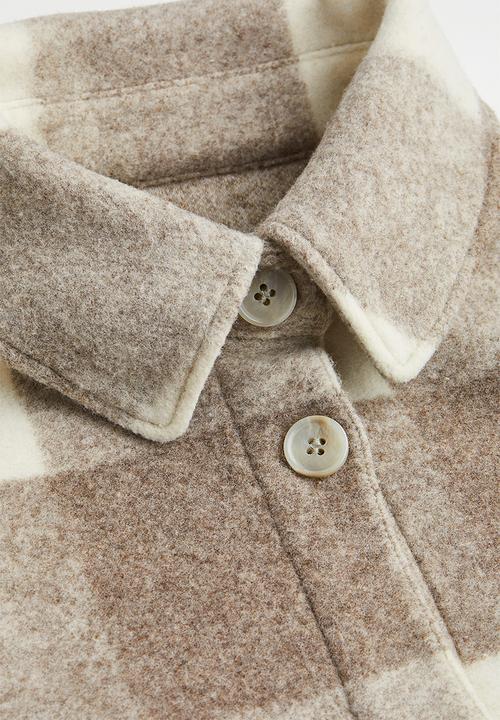 H&M - Oversized shacket - dark beige/checked