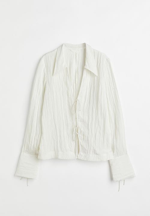 H&M - Crinkle tie-detail blouse - white