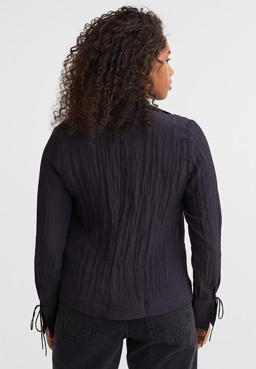 H&M - Crinkle tie-detail blouse - black