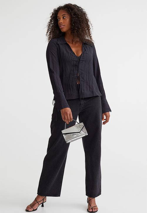 H&M - Crinkle tie-detail blouse - black