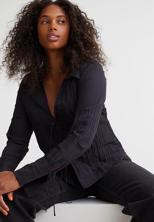 H&M - Crinkle tie-detail blouse - black