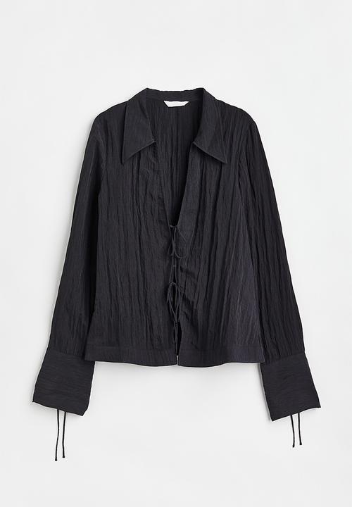 H&M - Crinkle tie-detail blouse - black
