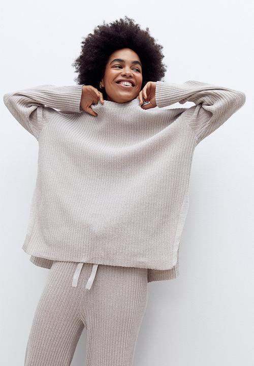 H&M - Rib-knit jumper - light grey marl 