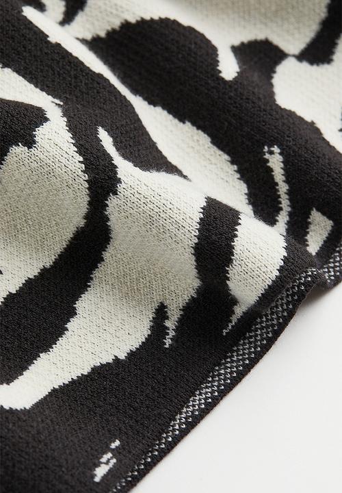 H&M - Cropped jacquard-knit jumper - black/zebra-patterned