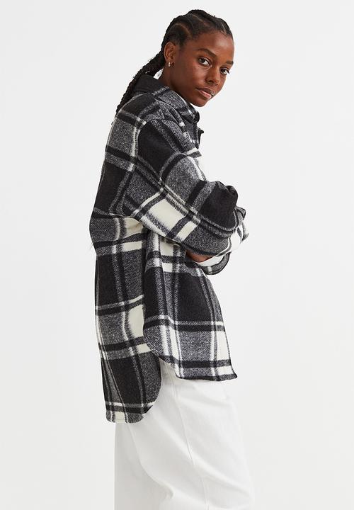 H&M - Oversized shacket - black/checked