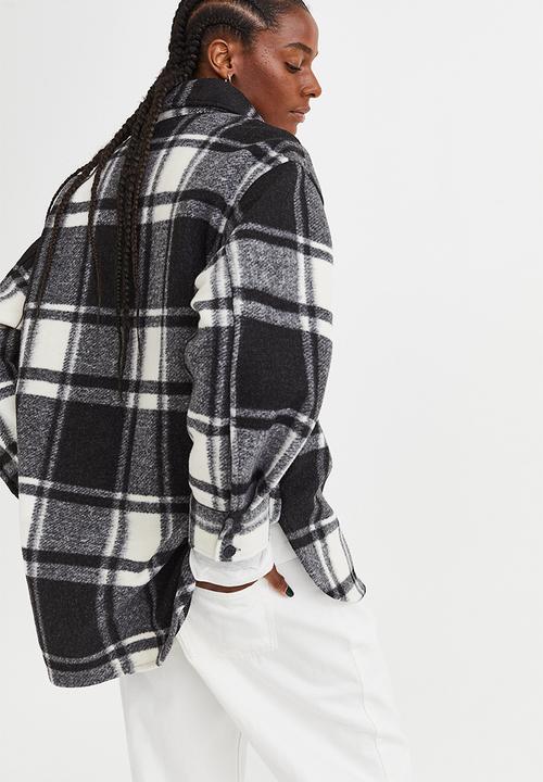 H&M - Oversized shacket - black/checked
