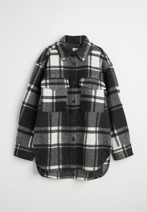 H&M - Oversized shacket - black/checked
