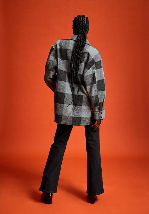 H&M - Oversized shacket - grey/checked