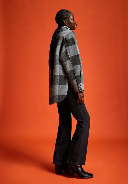 H&M - Oversized shacket - grey/checked