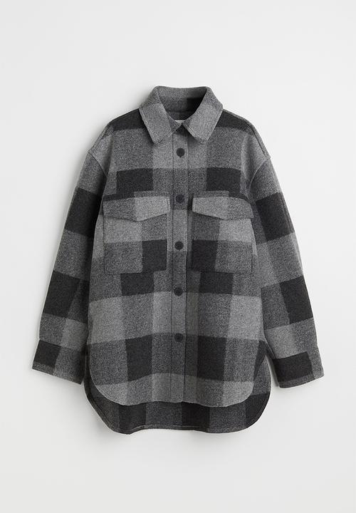 H&M - Oversized shacket - grey/checked