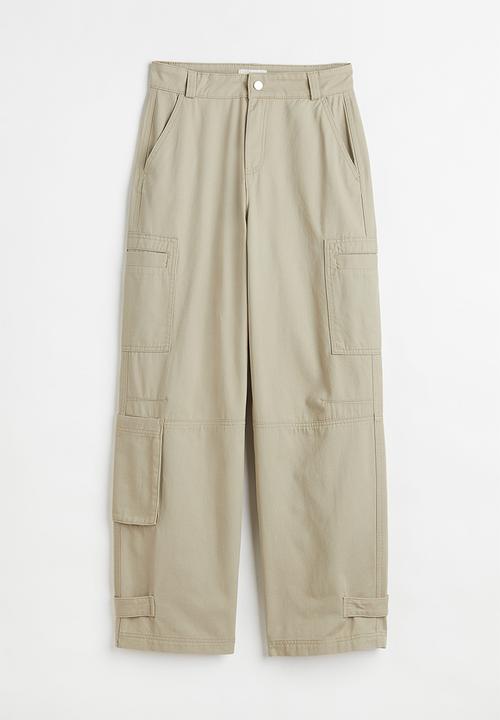 H&M - Straight cargo trousers - green-beige