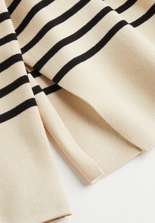 H&M - Turtleneck jumper - light beige/striped