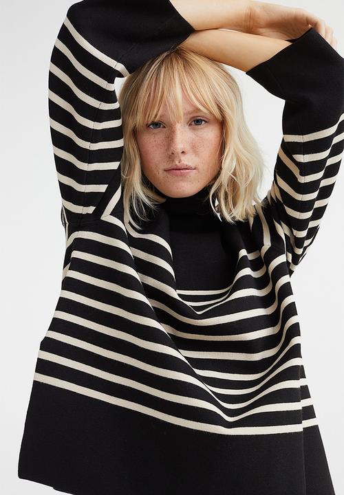 H&M - Turtleneck jumper - black/striped