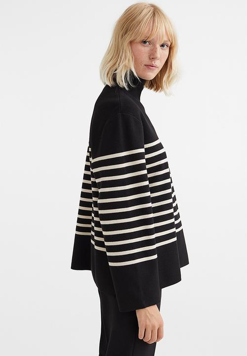 H&M - Turtleneck jumper - black/striped