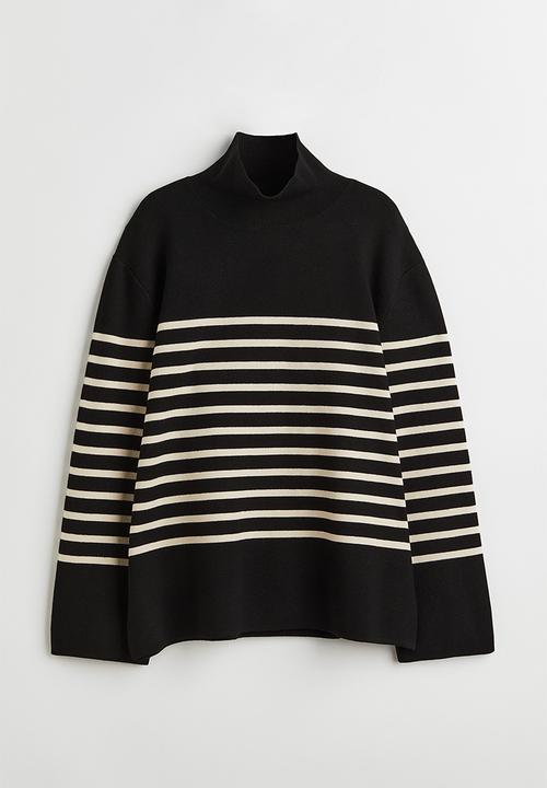 H&M - Turtleneck jumper - black/striped