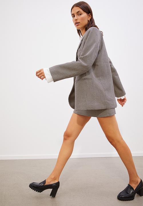 H&M - Single-breasted blazer - light beige/dogtooth patterned
