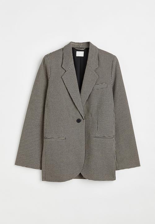 H&M - Single-breasted blazer - light beige/dogtooth patterned