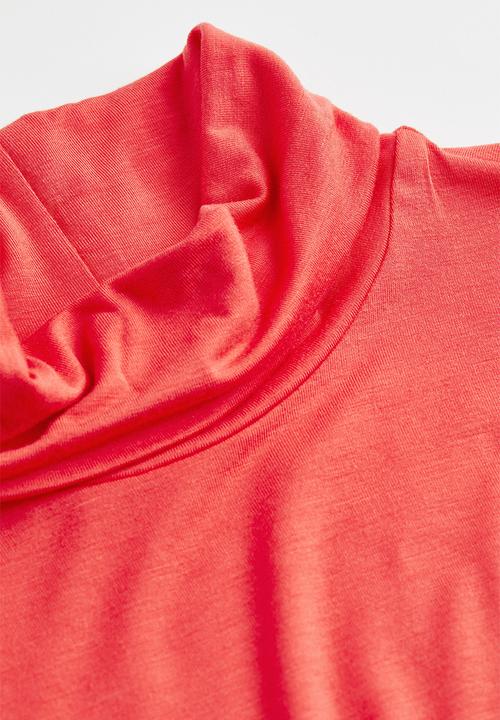 H&M - Sleeveless polo-neck top - coral 