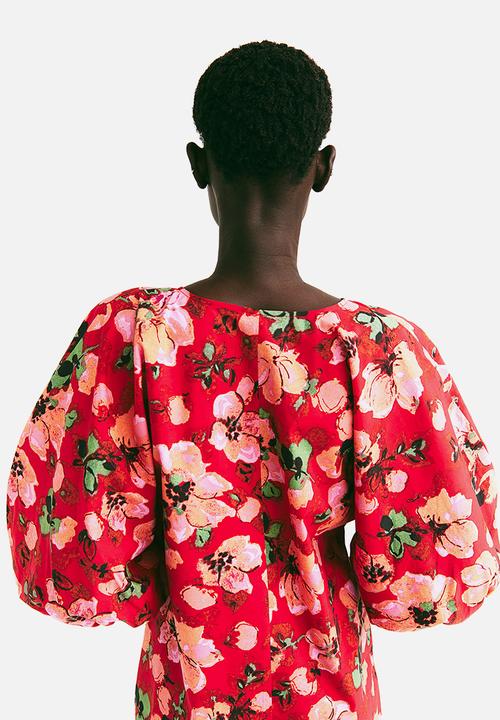 H&M - V-neck dress - red/floral