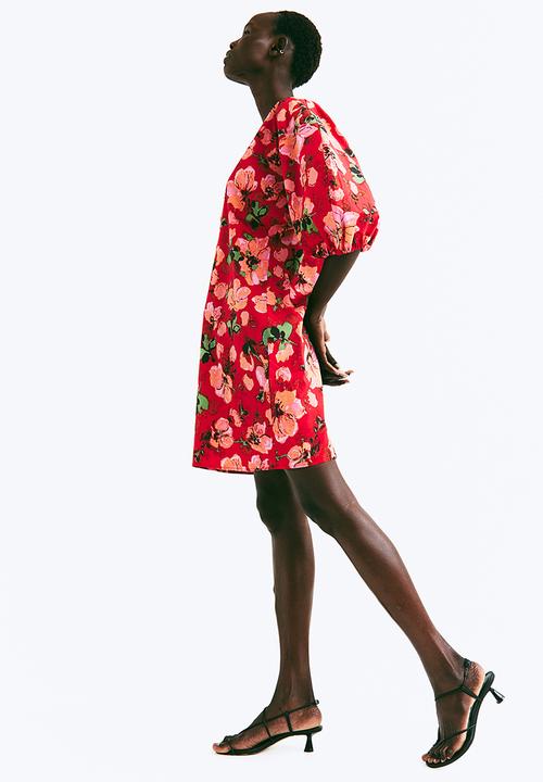 H&M - V-neck dress - red/floral