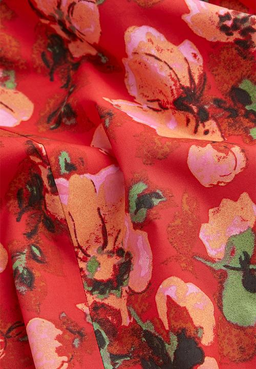 H&M - V-neck dress - red/floral