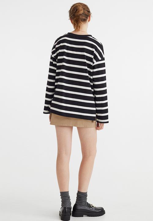 H&M - Oversized jersey top - black striped