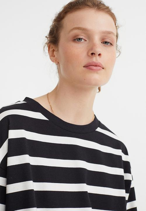 H&M - Oversized jersey top - black striped