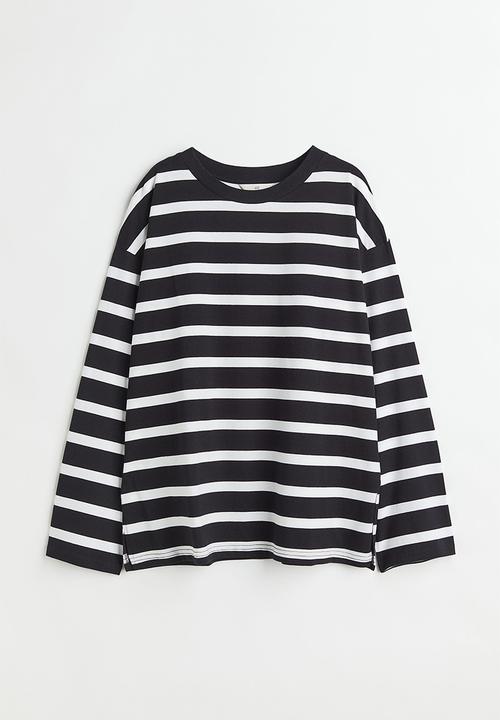 H&M - Oversized jersey top - black striped