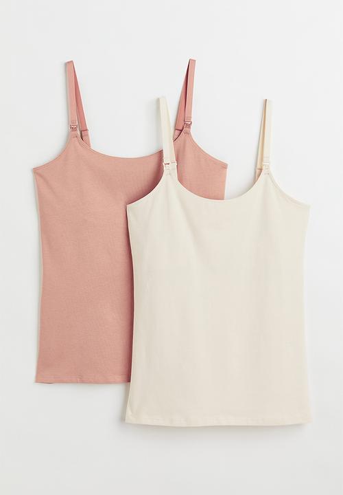 H&M - Mama 2-pack nursing tops - cream/beige-pink