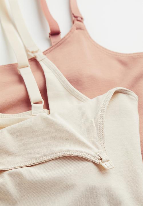 H&M - Mama 2-pack nursing tops - cream/beige-pink