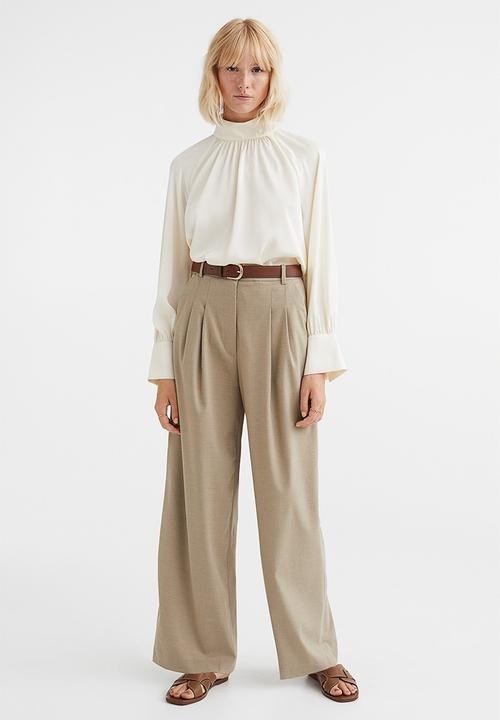 H&M - Balloon-sleeved satin blouse - cream