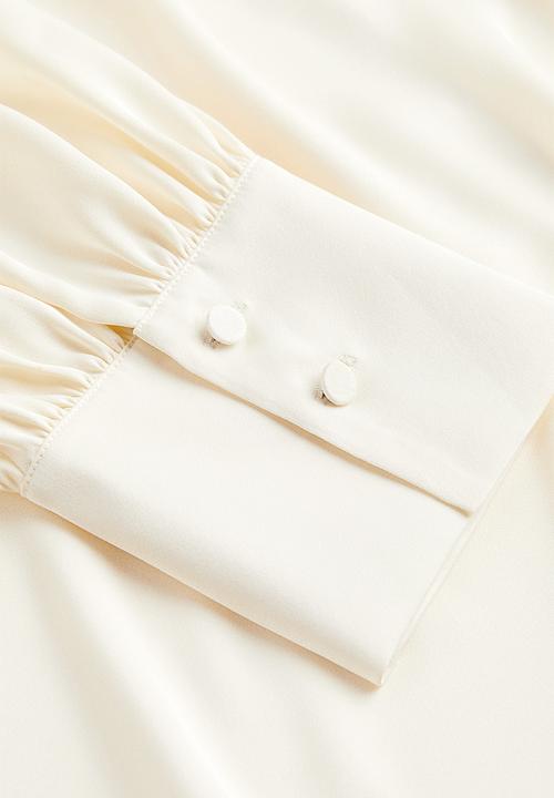 H&M - Balloon-sleeved satin blouse - cream