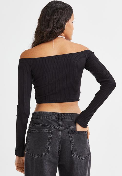 H&M - Fitted off-the-shoulder top - black