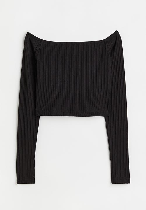 H&M - Fitted off-the-shoulder top - black