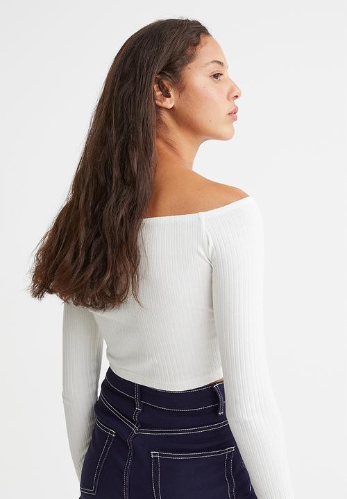 H&M - Fitted off-the-shoulder top - white