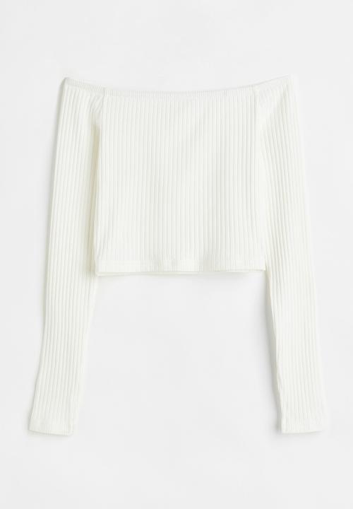 H&M - Fitted off-the-shoulder top - white