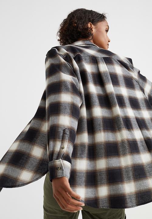 H&M - Cotton flannel shirt - black/checked