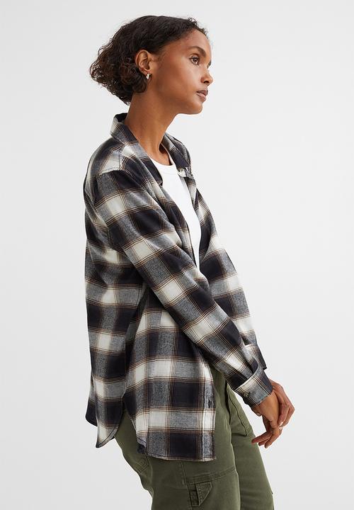 H&M - Cotton flannel shirt - black/checked