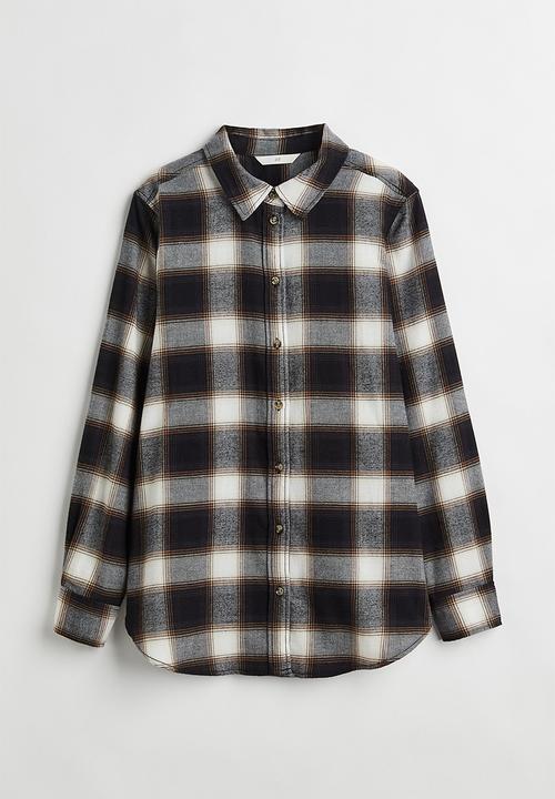 H&M - Cotton flannel shirt - black/checked