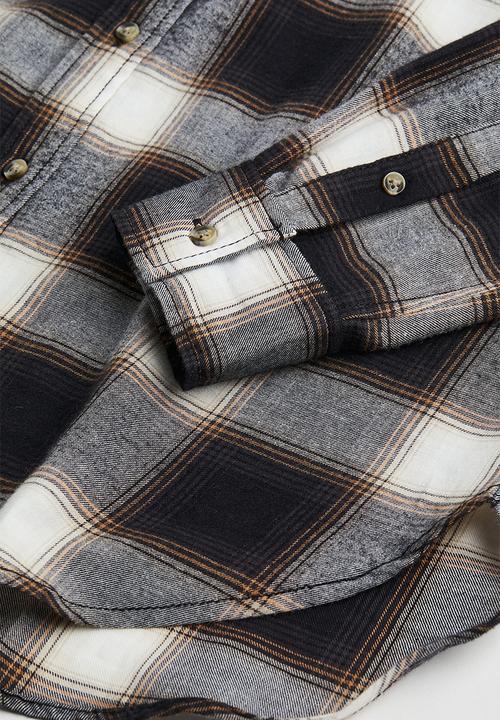 H&M - Cotton flannel shirt - black/checked