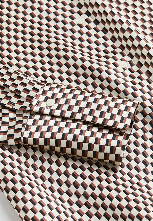 H&M - Satin blouse - natural white/checked