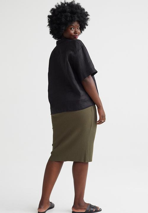 H&M - Ribbed skirt - dark khaki green