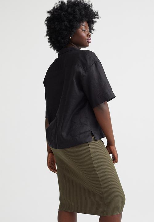 H&M - Ribbed skirt - dark khaki green