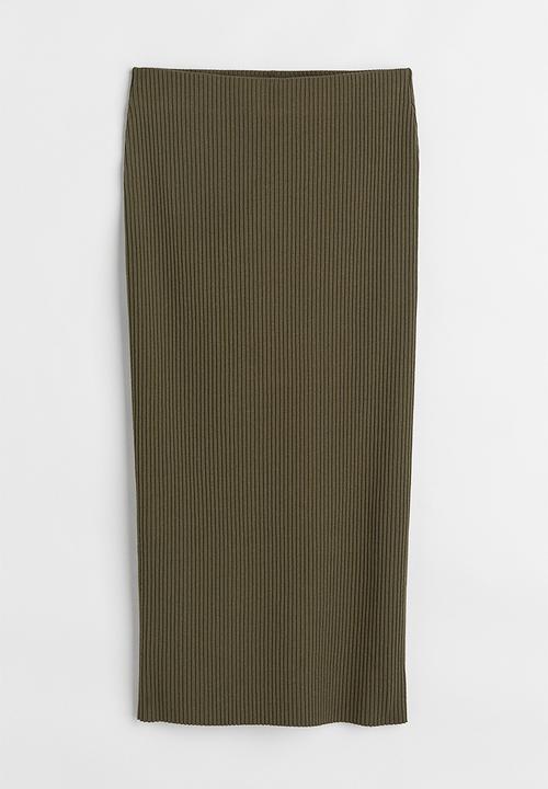 H&M - Ribbed skirt - dark khaki green