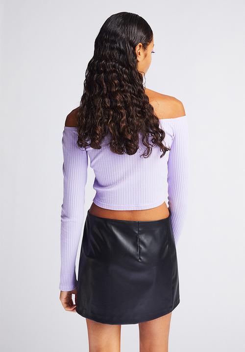 H&M - Fitted off-the-shoulder top - purple