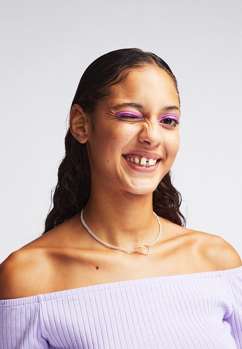 H&M - Fitted off-the-shoulder top - purple