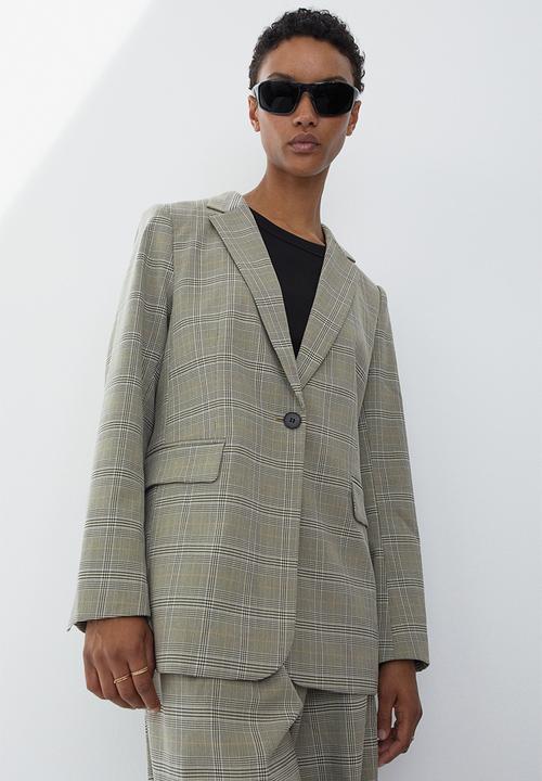 H&M - Single-breasted blazer - dark beige/checked