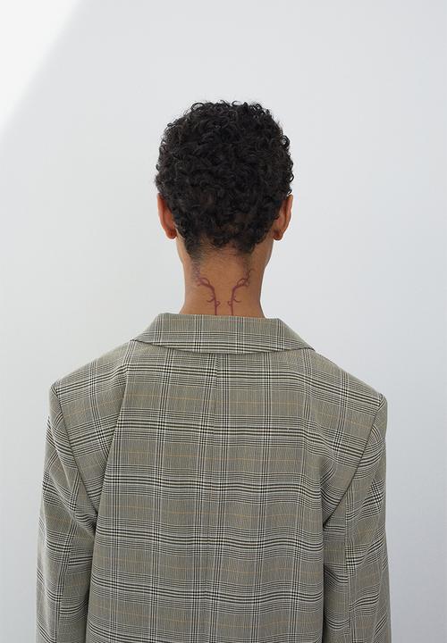 H&M - Single-breasted blazer - dark beige/checked