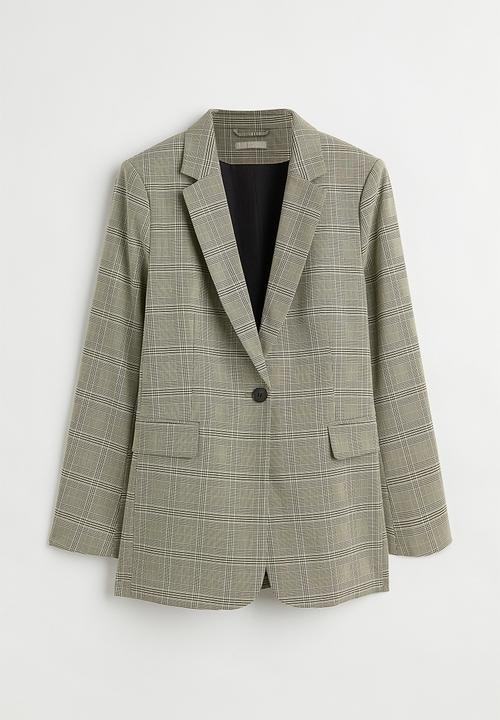H&M - Single-breasted blazer - dark beige/checked